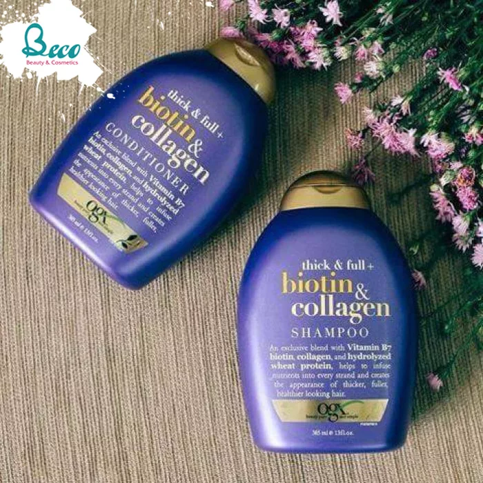 Bộ Dầu Gội Và Dầu Xả OGX Thick-Full Biotin - Collagen