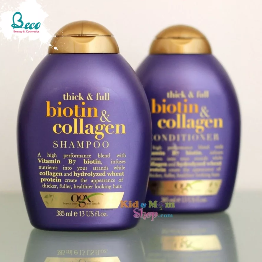 Bộ Dầu Gội Và Dầu Xả OGX Thick-Full Biotin - Collagen