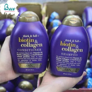 Bộ Dầu Gội Và Dầu Xả OGX Thick-Full Biotin - Collagen
