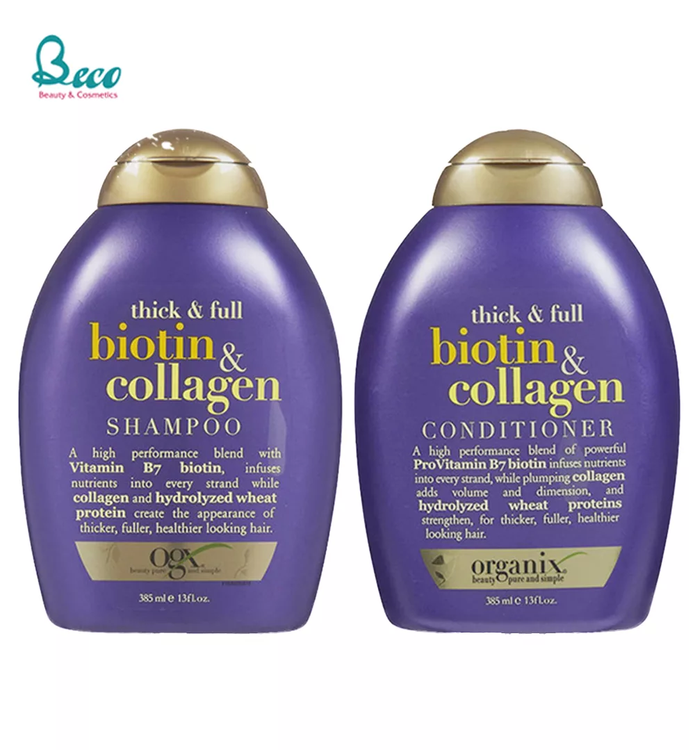Bộ Dầu Gội Và Dầu Xả OGX Thick-Full Biotin - Collagen
