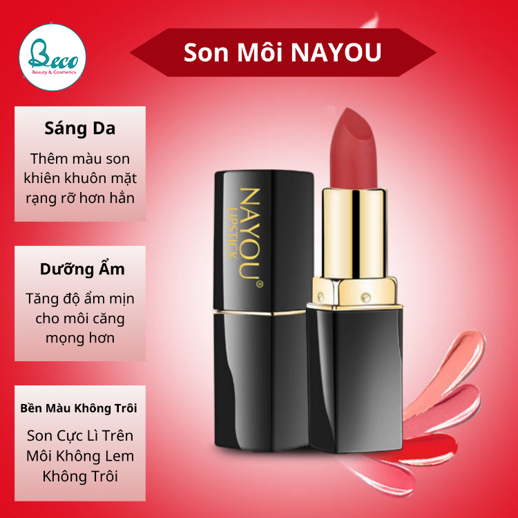 Son Thỏi Lì NAYOU Dưỡng Ẩm Chống Thấm Nước