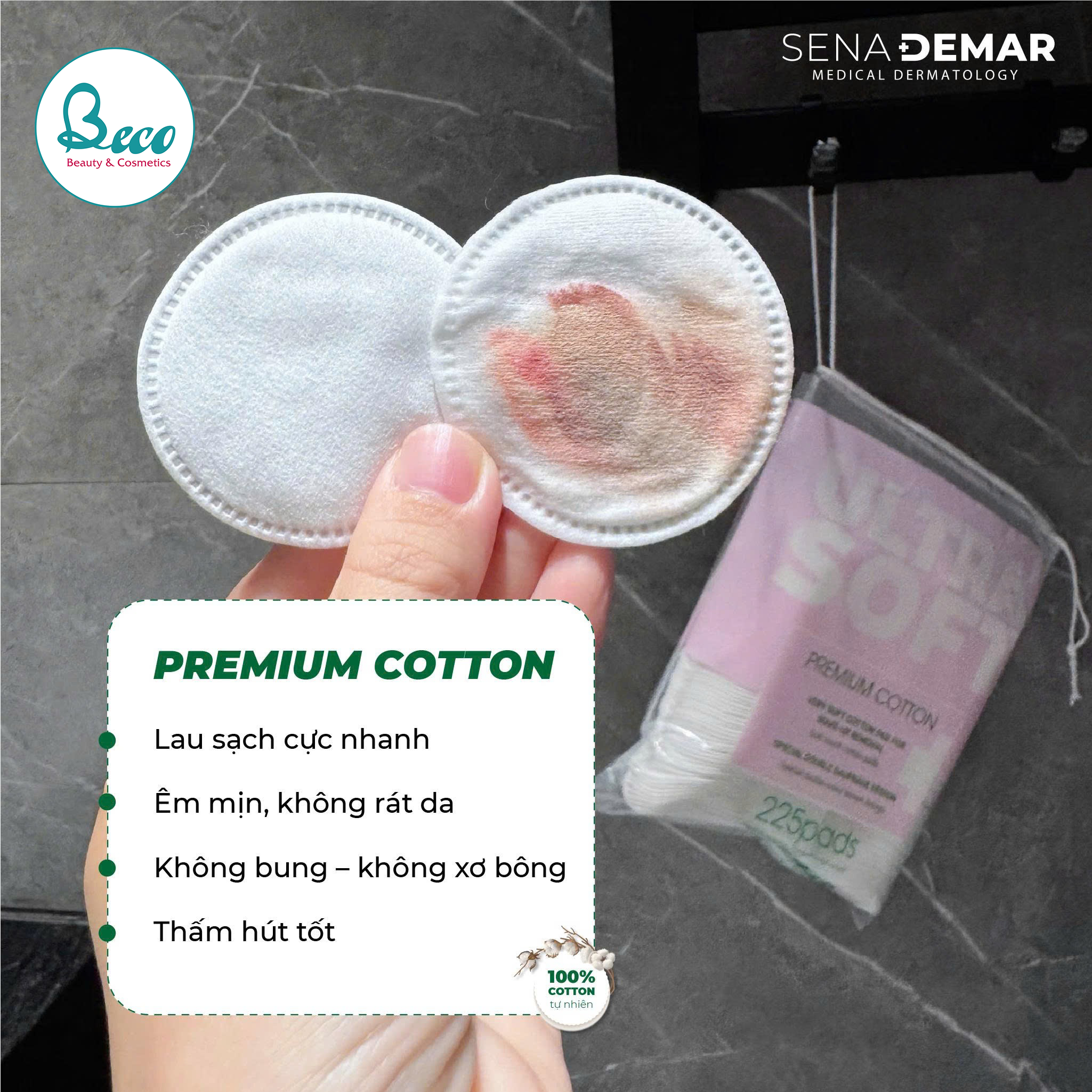 Bông tẩy trang cao cấp Sena Derma
