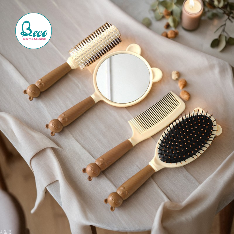 Set 4 Món Lược Gương Trang Điểm Cầm Tay Siêu Xinh