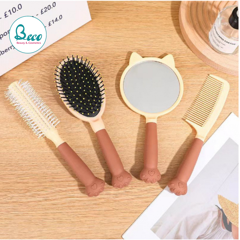 Set 4 Món Lược Gương Trang Điểm Cầm Tay Siêu Xinh