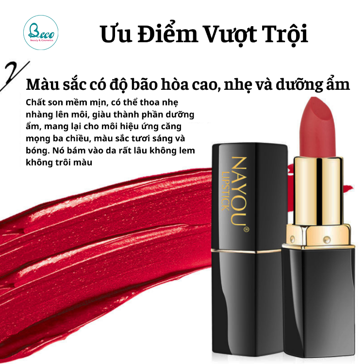 Son Thỏi Lì NAYOU Dưỡng Ẩm Chống Thấm Nước