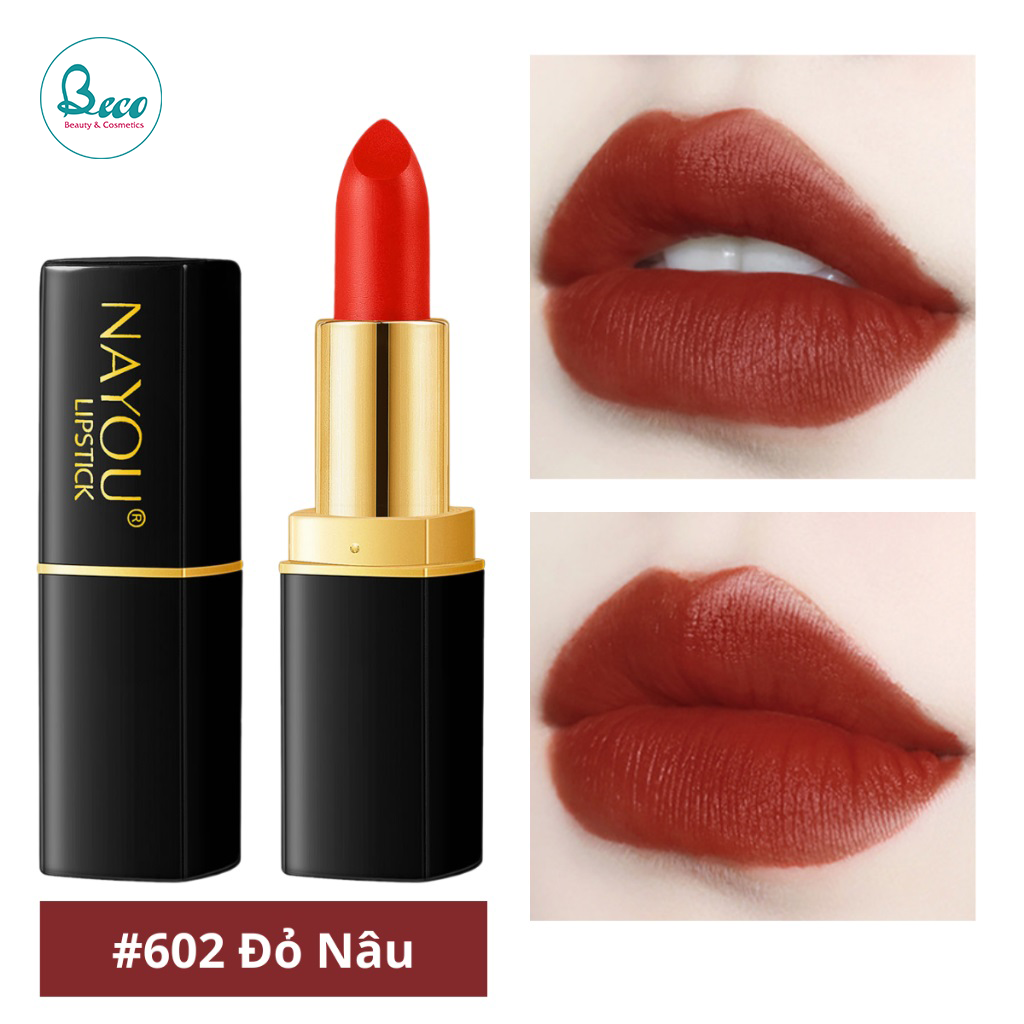 Son Thỏi Lì NAYOU Dưỡng Ẩm Chống Thấm Nước - 602 Đỏ thuần
