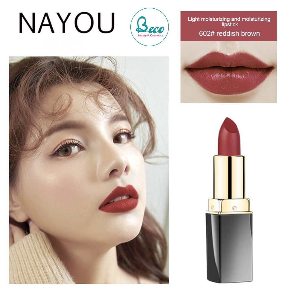 Son Thỏi Lì NAYOU Dưỡng Ẩm Chống Thấm Nước - 602 Đỏ thuần