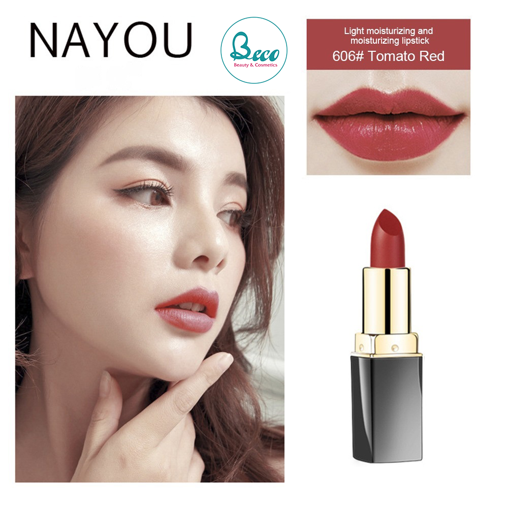 Son Thỏi Lì NAYOU Dưỡng Ẩm Chống Thấm Nước - 606 Đỏ cà chua