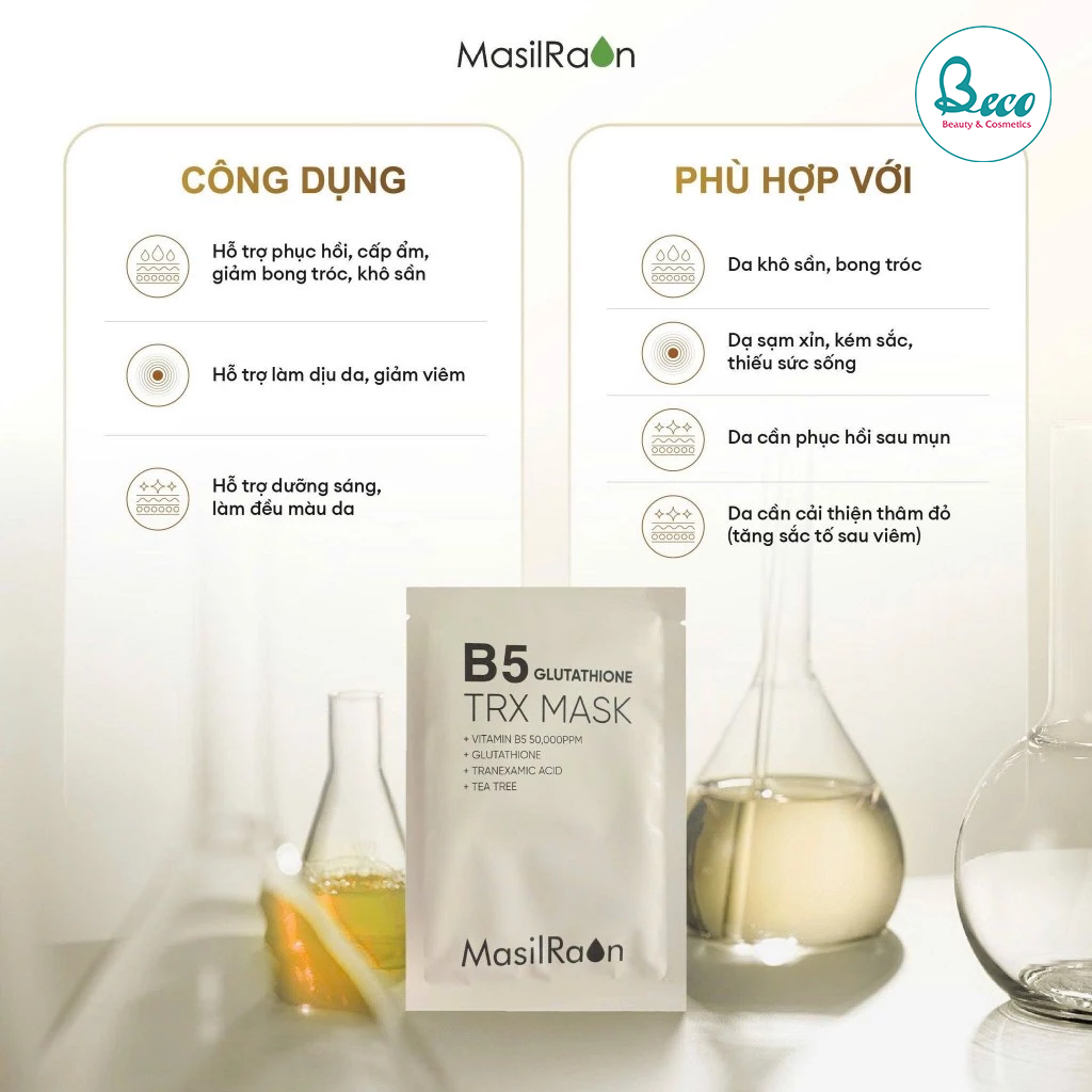 Combo 10 miếng mặt nạ B5 GLUTATHIONE TRX Cấp ẩm, Làm sáng da