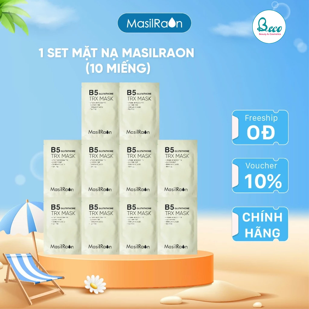 Combo 10 miếng mặt nạ B5 GLUTATHIONE TRX Cấp ẩm, Làm sáng da